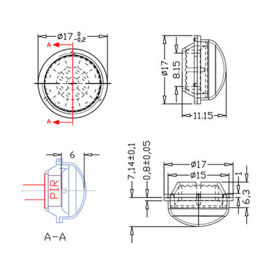 HDPE material pir sensor fresnel lens ,infrared fresnel lens model 1715 for humanbody infrared detection